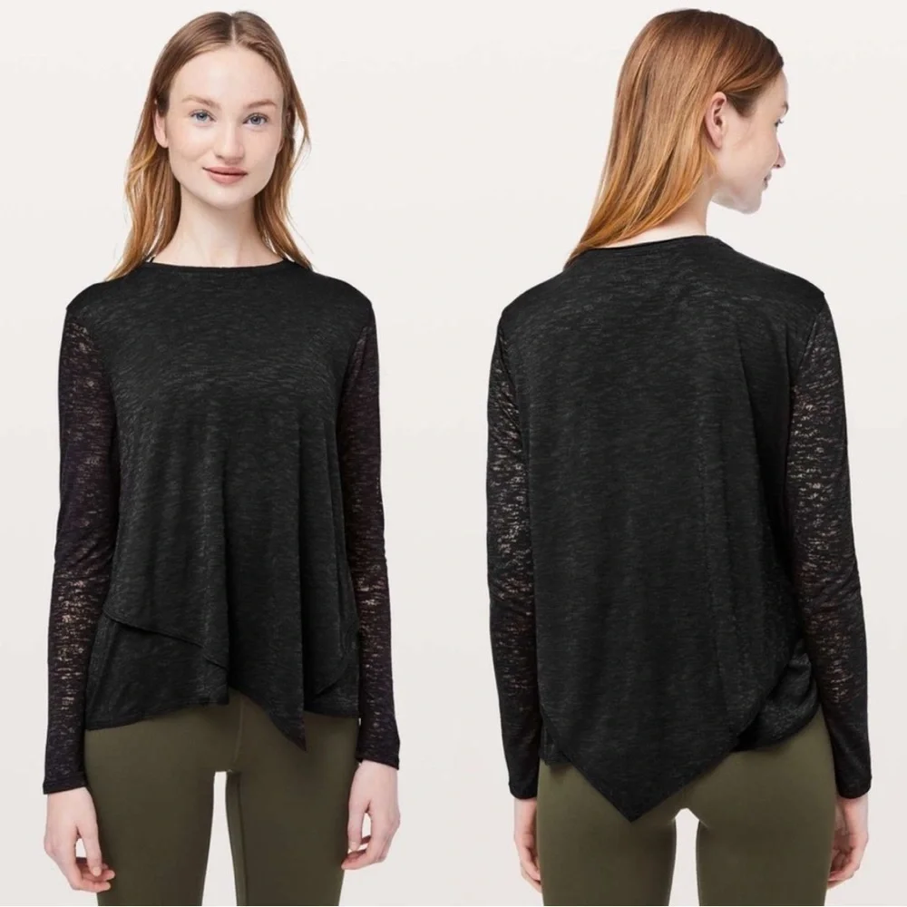Lululemon Sweetest Day Long Sleeve *Burnout Black Size 12 - Picture 1 of 7